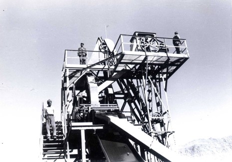 1940: Overseas installation of a stationary rock processing plant in Afghanistan.