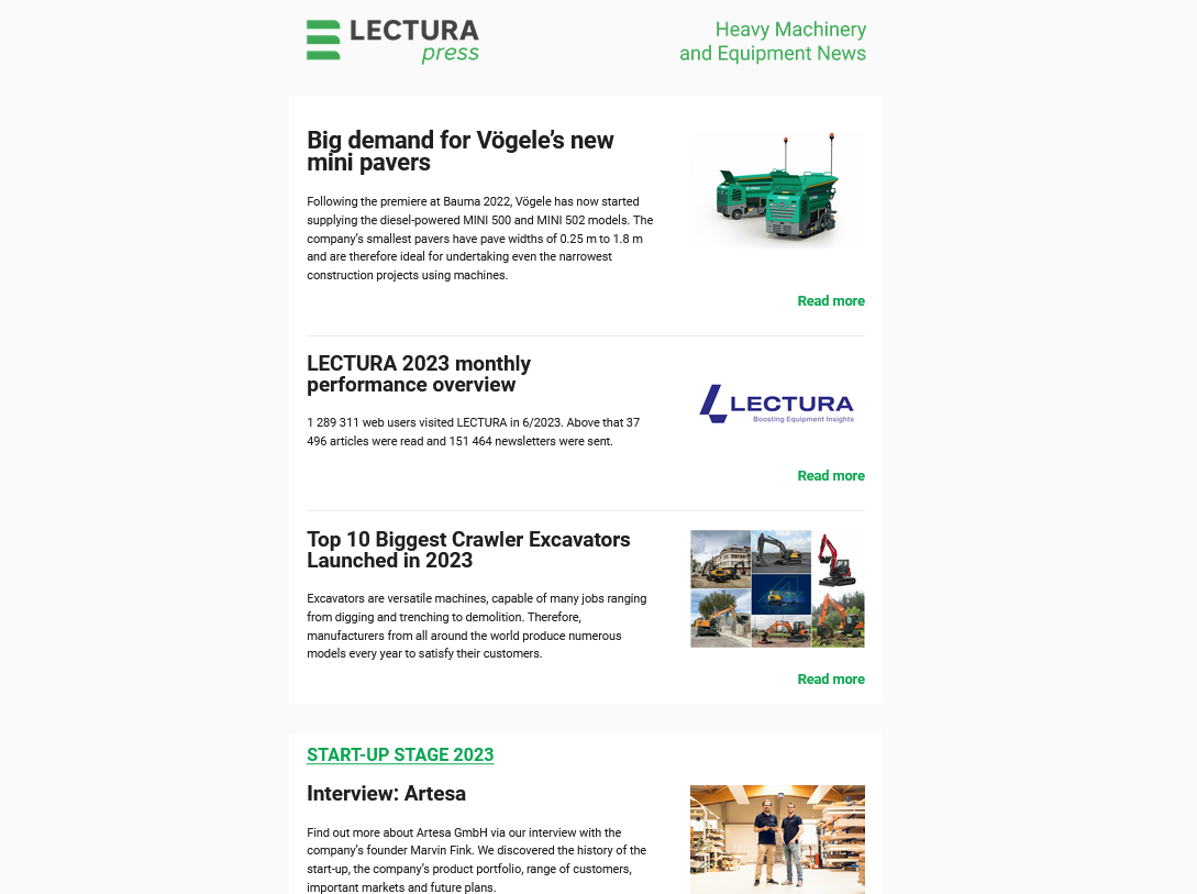 Newsletter by LECTURA - example