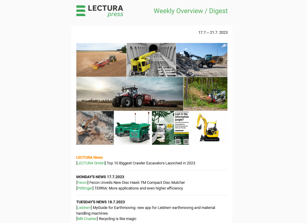 Weekly Overview by LECTURA - example