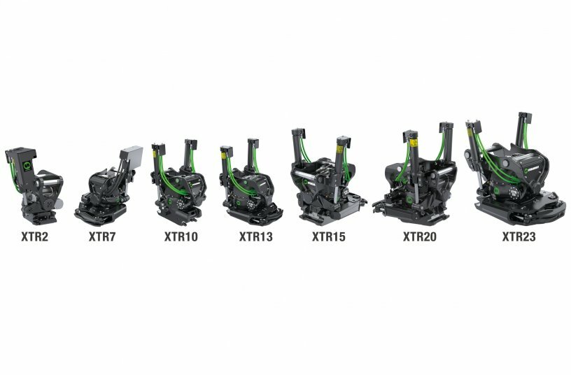 Steelwrist XTR tiltrotator range