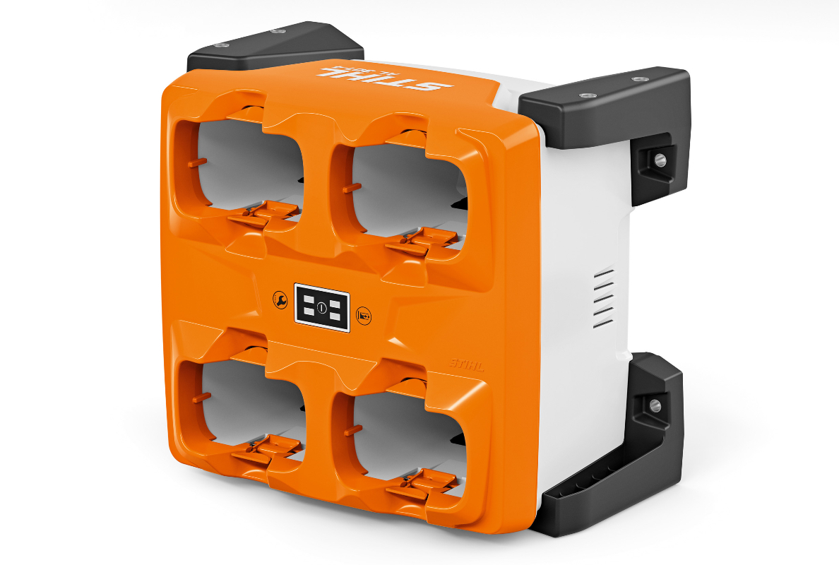 The STIHL AL 301-4 is the industry's first multiple charger designed for both workshop and in- and on-vehicle use.