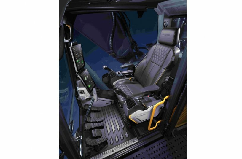 The cabin is air-conditioned, very spacious, and equipped with large displays.
