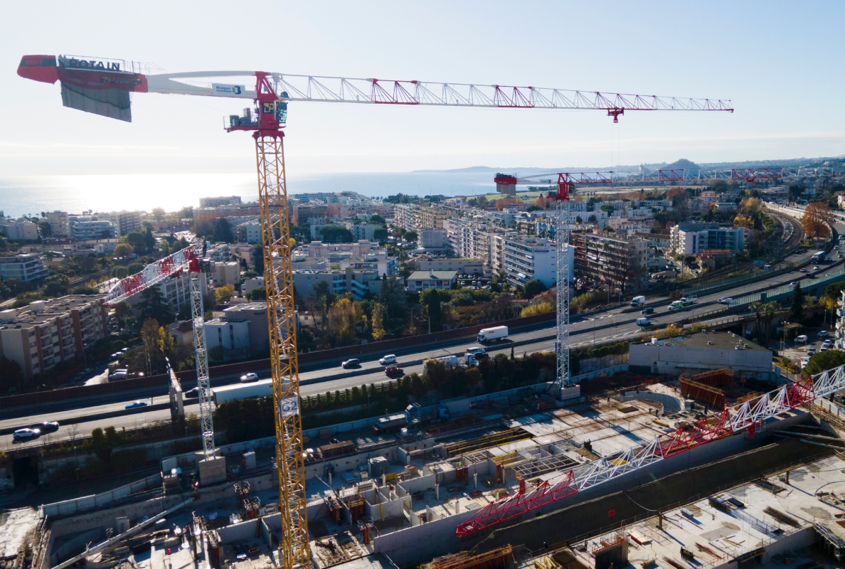Five Potain tower cranes support construction of eco-district in southern France
