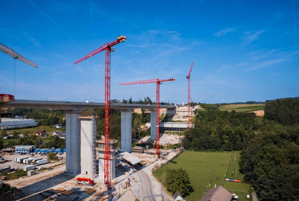 Three WOLFF Cranes Support Spectacular Aurach Valley Bridge Project