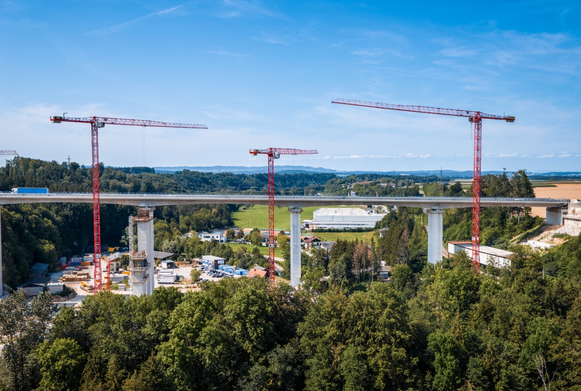 Three WOLFF Cranes Support Spectacular Aurach Valley Bridge Project