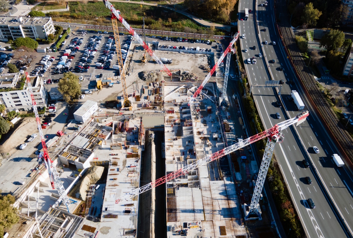 Five Potain tower cranes support construction of eco-district in southern France