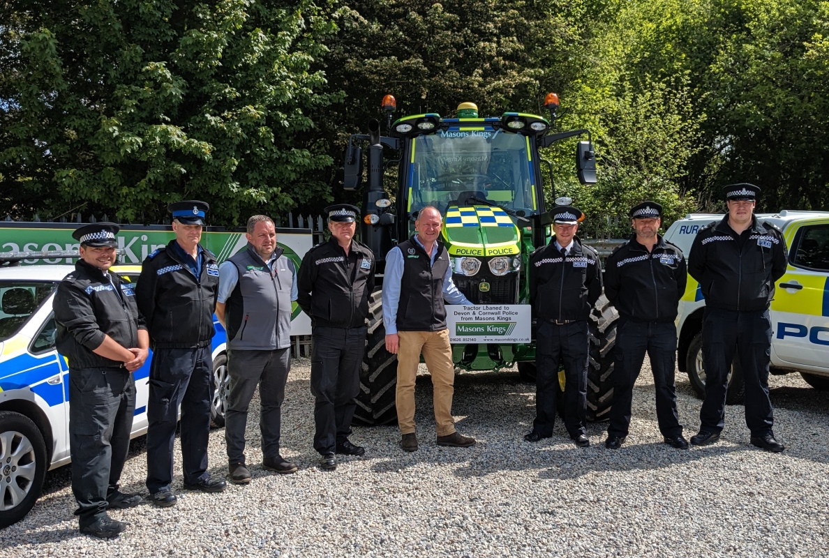 Devon and Cornwall Police receive the tractor from Masons Kings