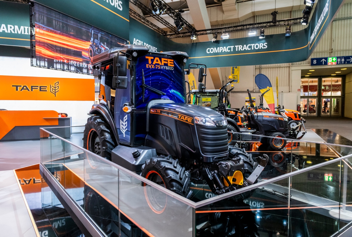 TAFE Tractors Reveals New Electric Hybrid Tractor EVX75 and Terra Vista Vision Guidance at Agritechnica 2025