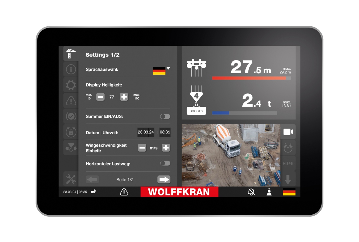 Clear, customizable, and user-friendly – the newly redesigned 10-inch display leaves nothing to be desired for crane operators.