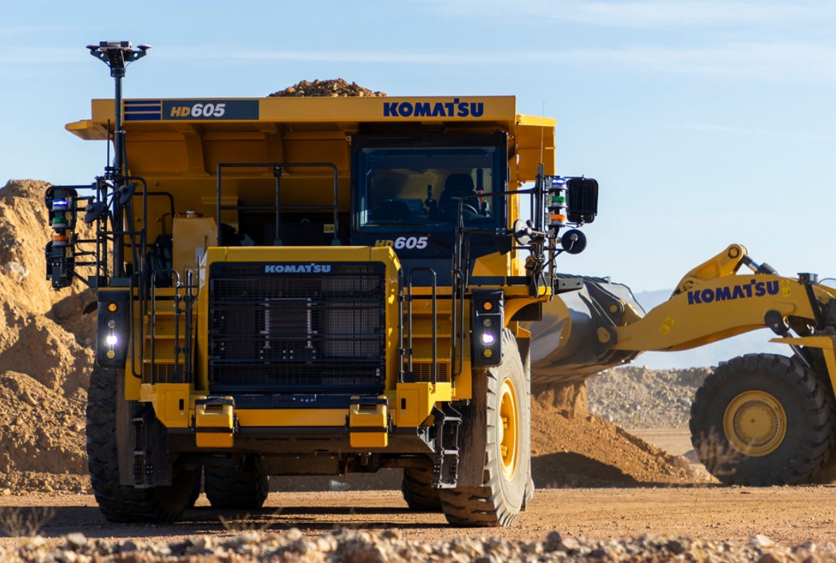 Komatsu HD605-10 truck fitted with Smart Quarry Autonomous