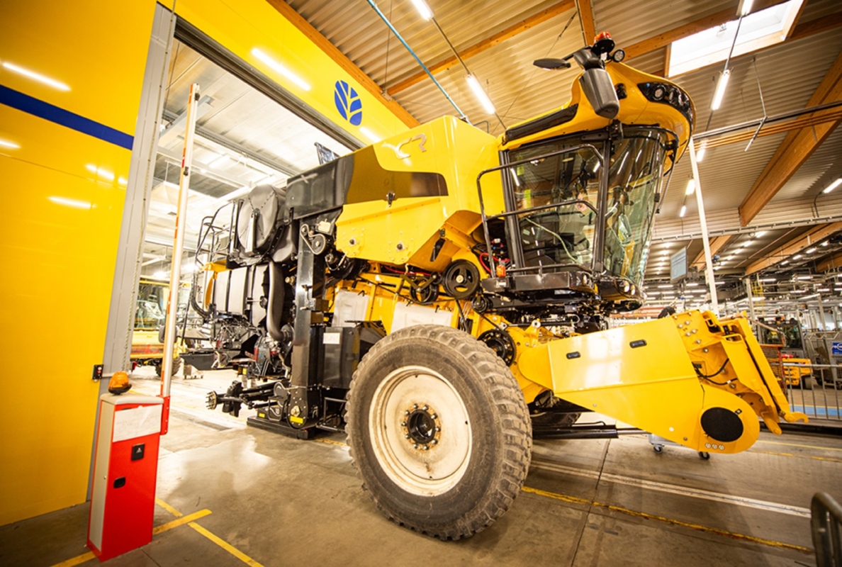 New Holland combine entering the in-line test booths