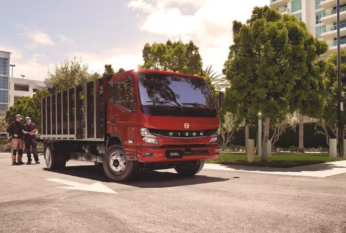 RIZON truck with stake bed for landscaping tasks
