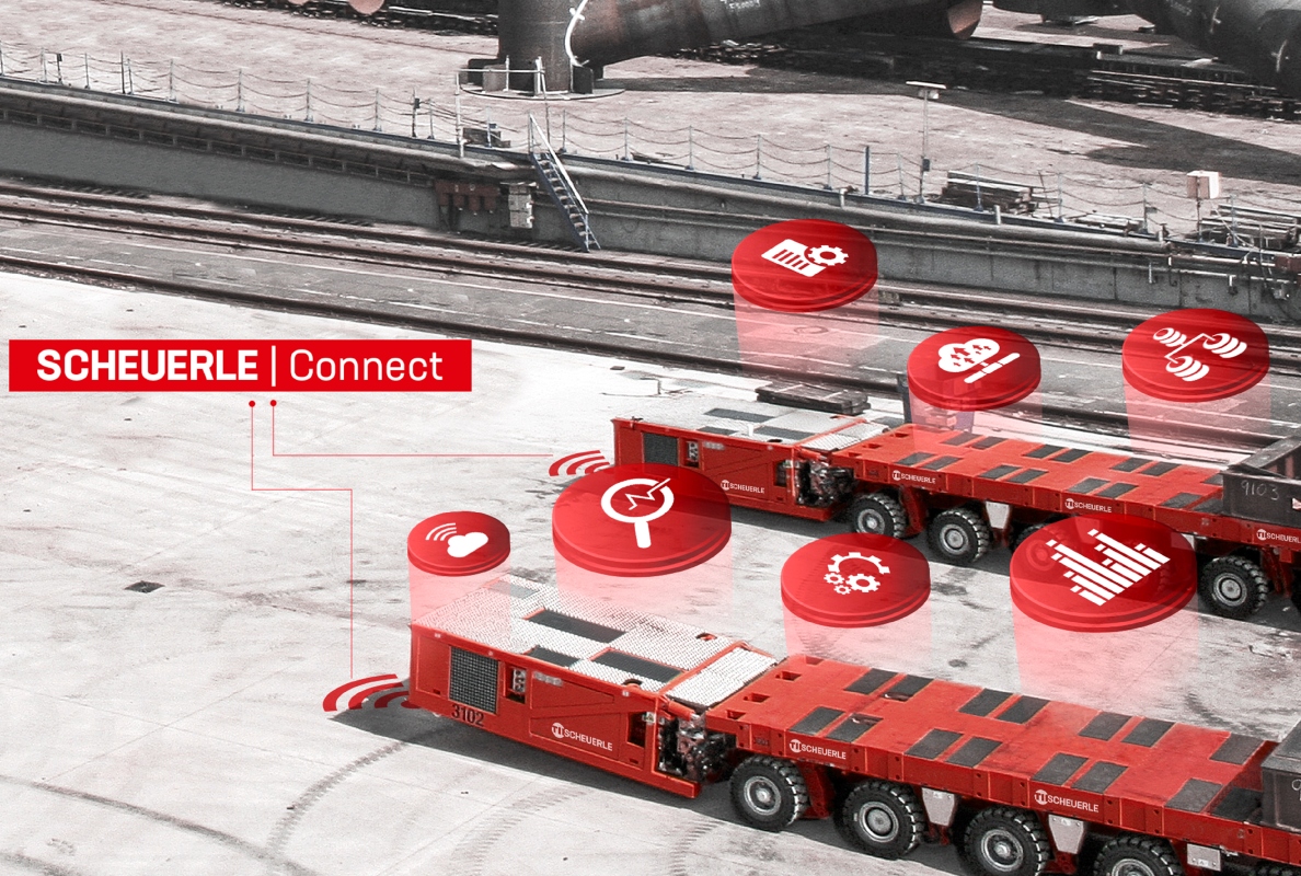 With SCHEUERLE Connect, TII offers digital telematics solutions for optimised fleet management, remote diagnostics and predictive maintenance – for maximum efficiency and vehicle availability.