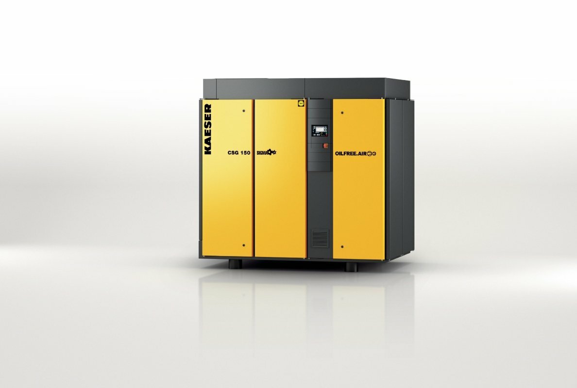  The CSG series (on the right with integrated i.HOC rotation dryer) delivers compressed air dependably and efficiently for oil-free applications.