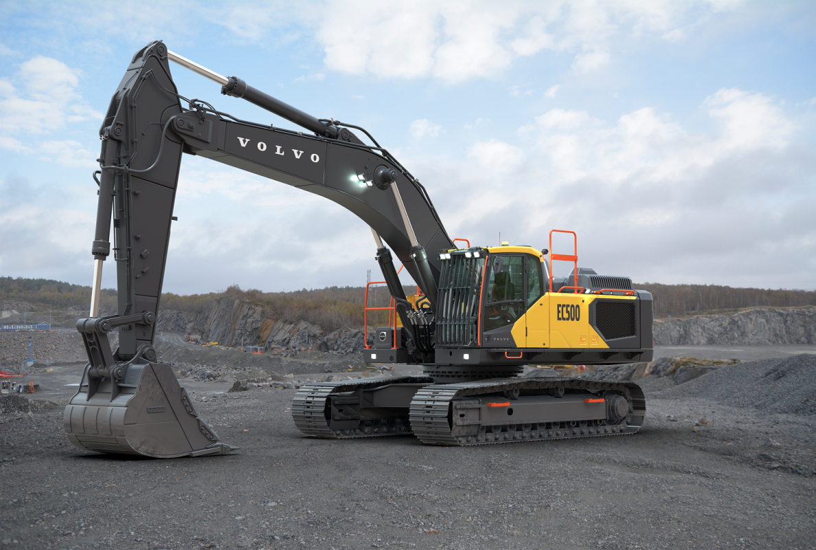 The EC500 excavator is fitted with Volvo Smart View with Obstacle Detection