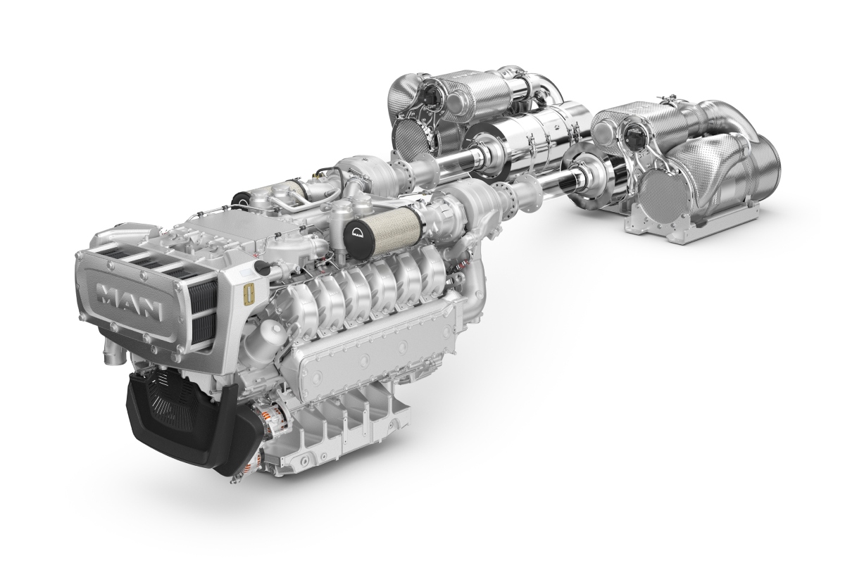 At SMM 2026, MAN Engines will be showcasing a single-stage MAN D3872 for heavy-duty or on-board engine applications. The exhaust gas aftertreatment shown can also be seen at the trade fair.