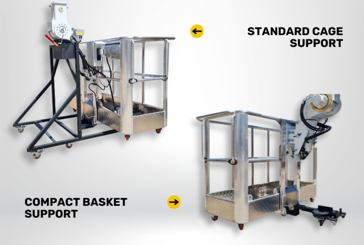Supports for the cage when the Spider is used in crane mode