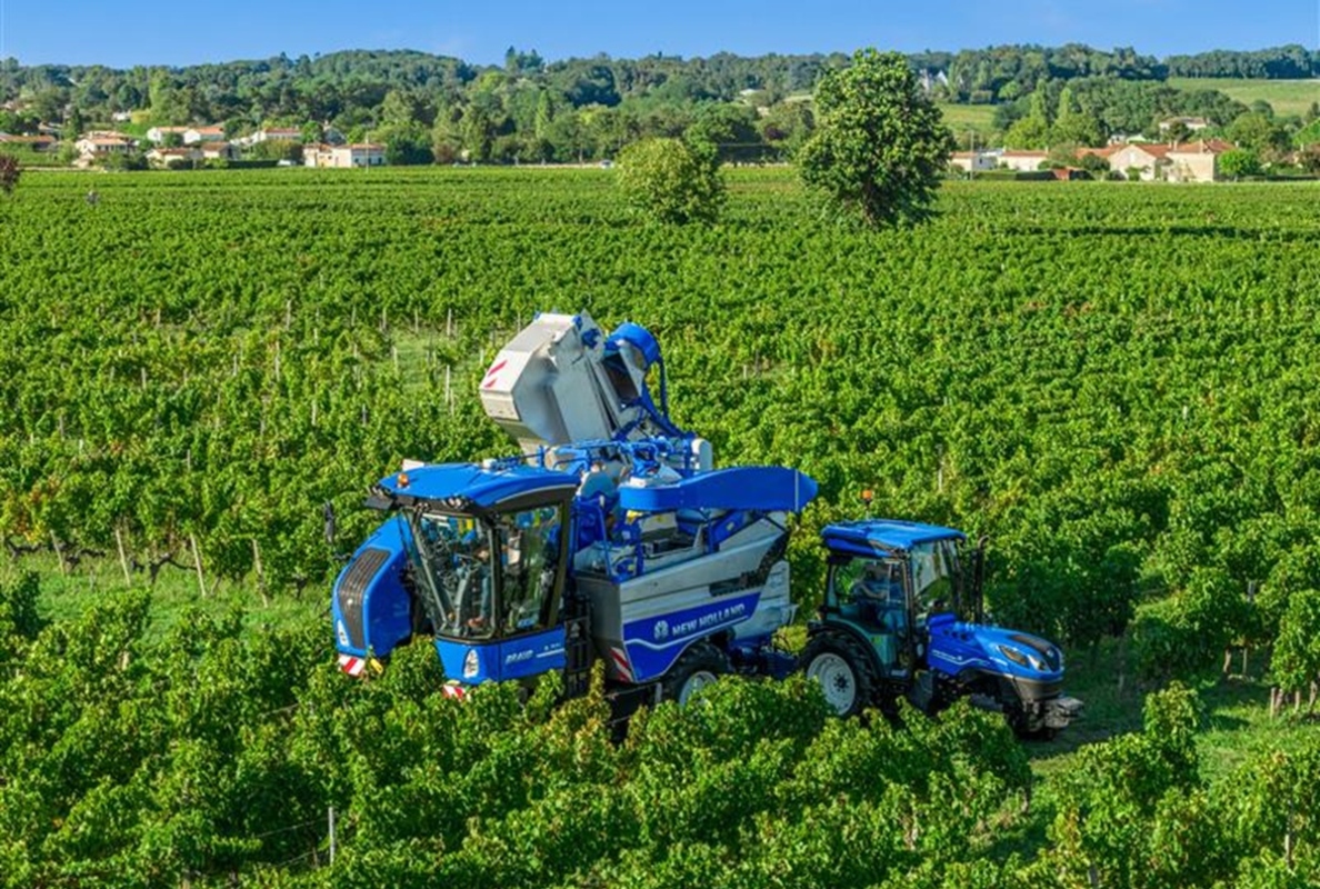The New Holland Braud 9000 grape harvester