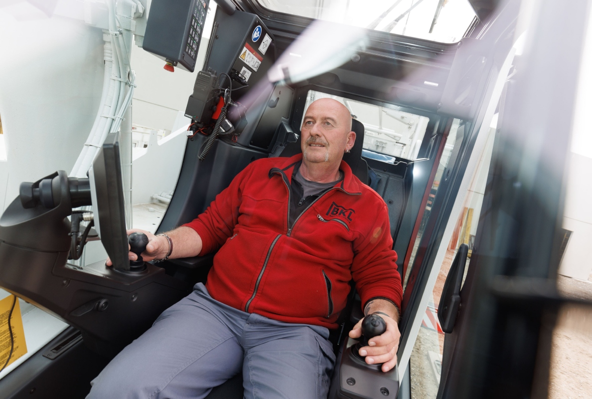 Favourite place to be – crane operator Rolf feels completely at home in his new machine.