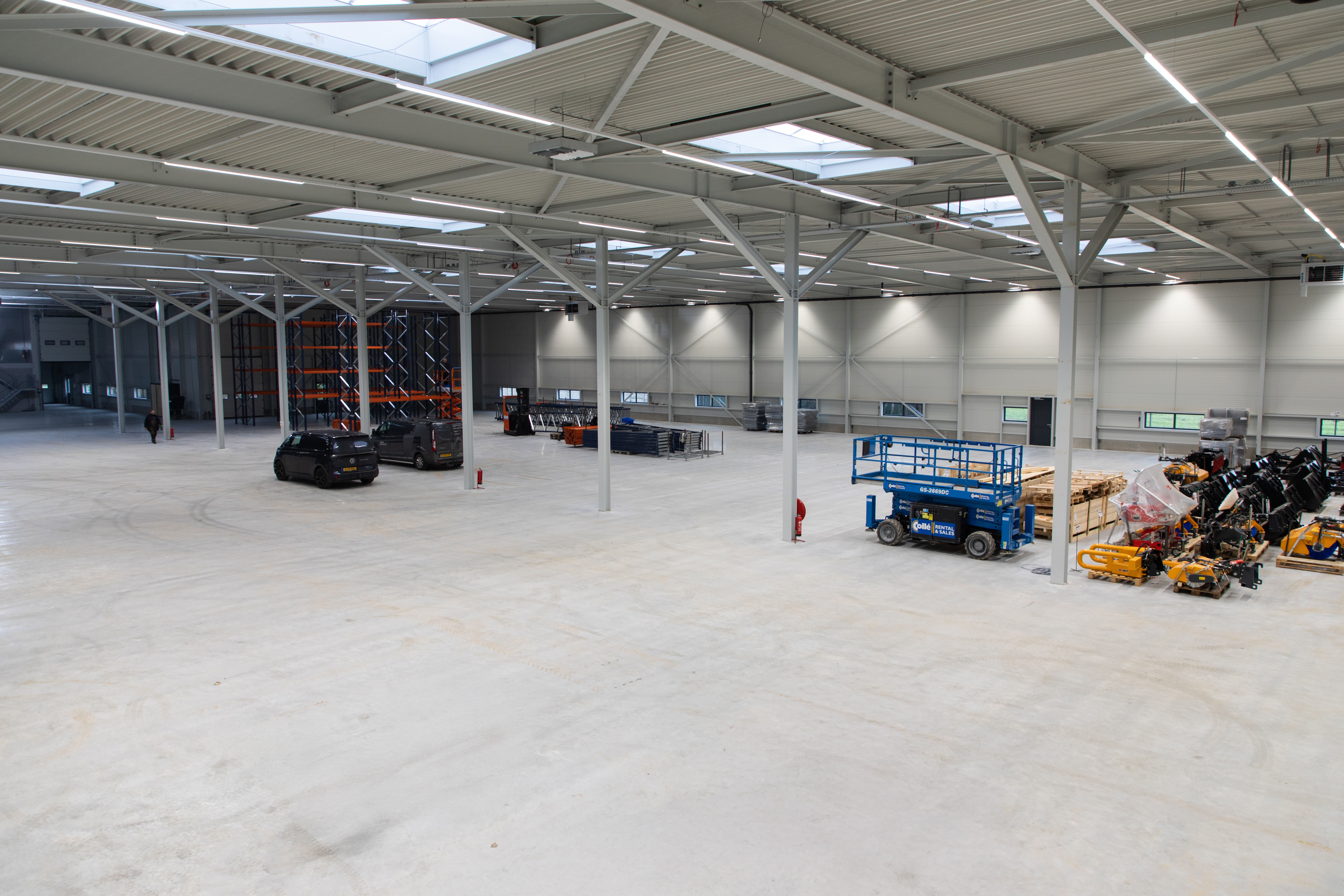 View inside the new spare parts center, still under construction