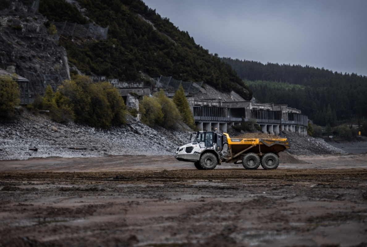 The Liebherr dump trucks are
