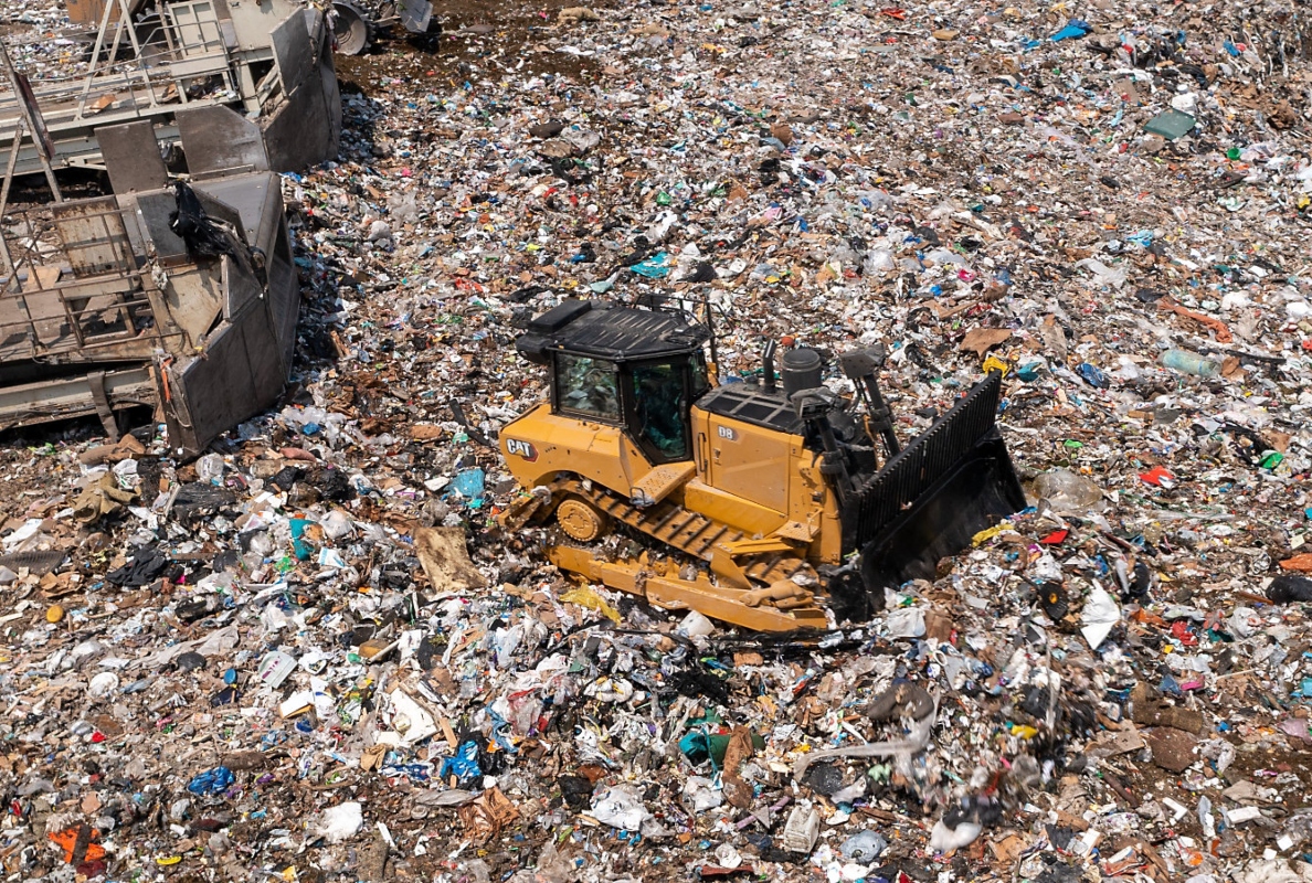 The Cat D8 dozer is available with a factory Waste Handler package with added protection, including seals and guards that make it suitable for waste handling.