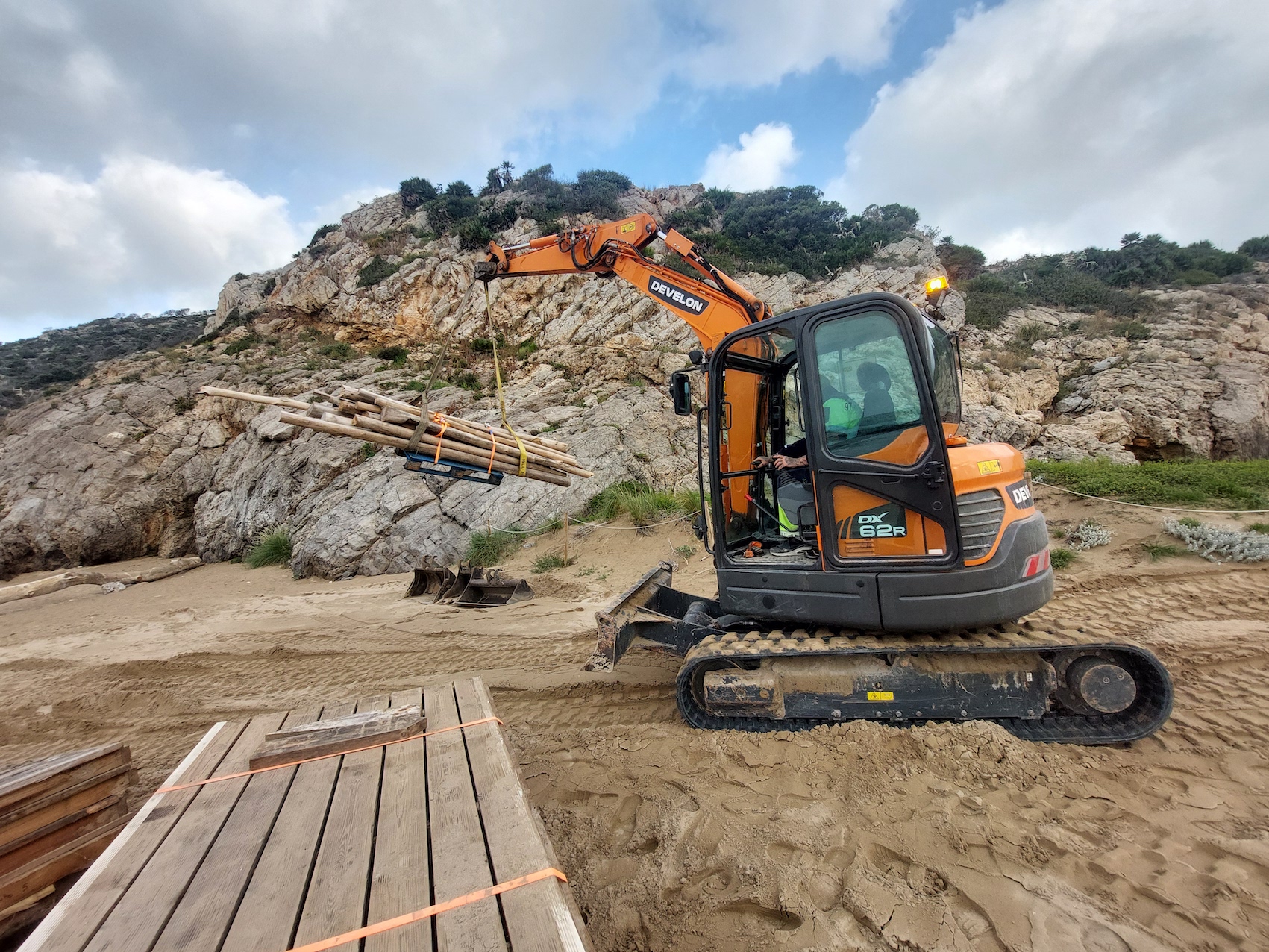 Develon DX62R Mini-Excavator Prepares Coastal Resort for Summer Season