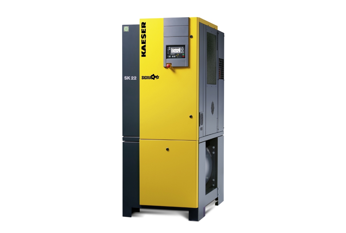 Covering flow rates from 0.26 to 2.7 m³/min, Kaeser’s Aircenter series models provide dependable and efficient compressed air production, treatment and storage within a single compact unit (Aircenter 22 shown in image).