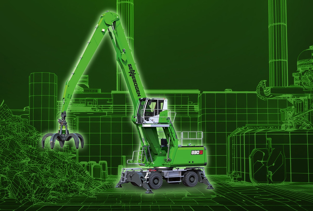 New recycling material handler of the 6th machine generation with 17 m reach: The SENNEBOGEN 830 G will be presented to the public at bauma, from April 7-13, 2025 at the outdoor area FM.712 at Messe München.