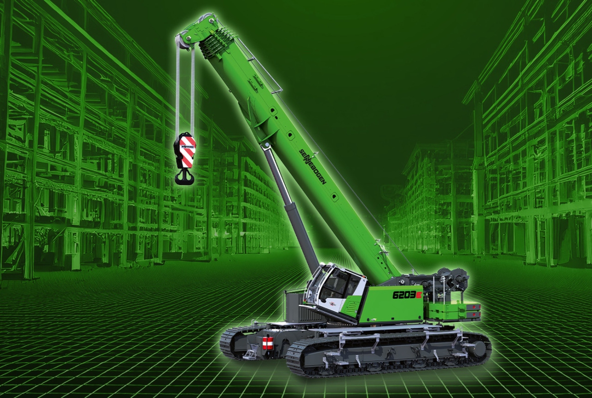 The new 200 ton telescopic crawler crane 6203 E from SENNEBOGEN celebrates its trade fair premiere at bauma 2025 in Munich.