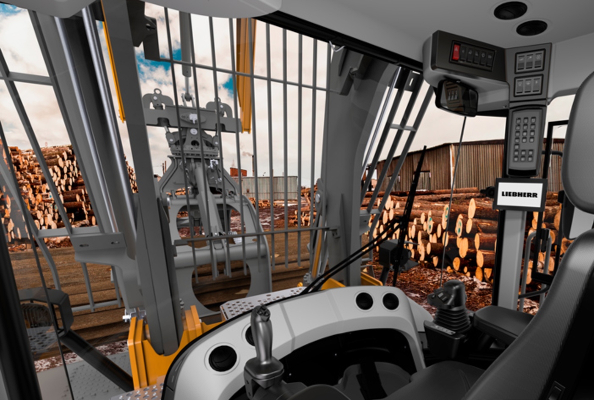 Optimal view and plenty of space: the operator's cab in the L 580 LogHandler XPower® without steering wheel.