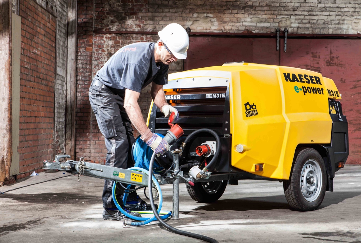 Time-tested Kaeser quality – now available in electric-powered models. The portable compressors can be used under the most stringent operating restrictions.