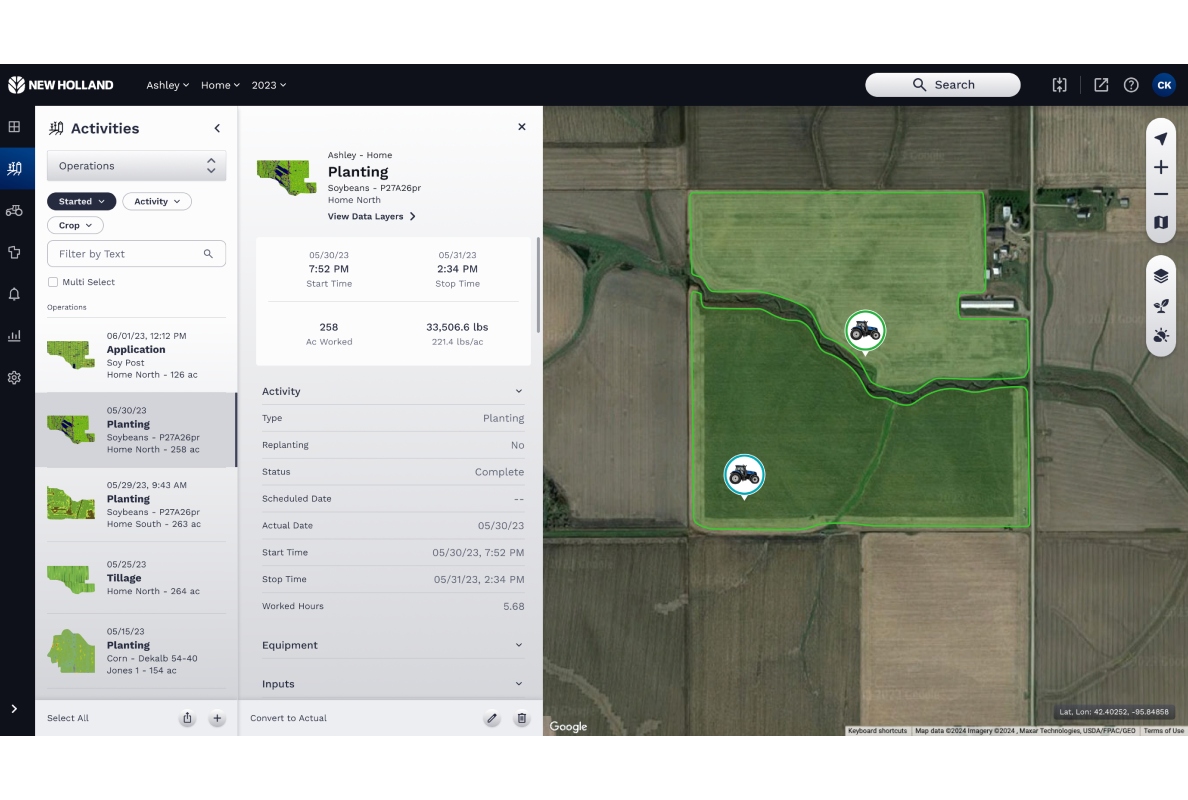 New Holland FieldOps desktop