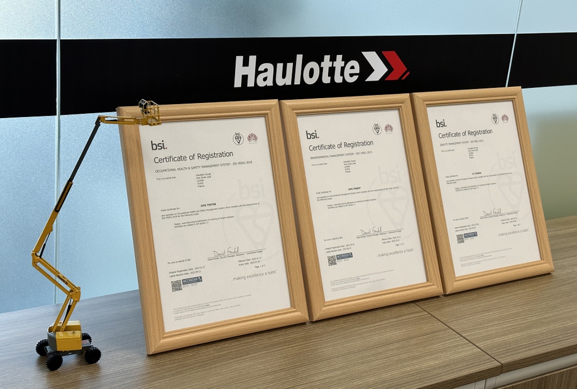 Haulotte France & Shanghai obtain triple ISO certification