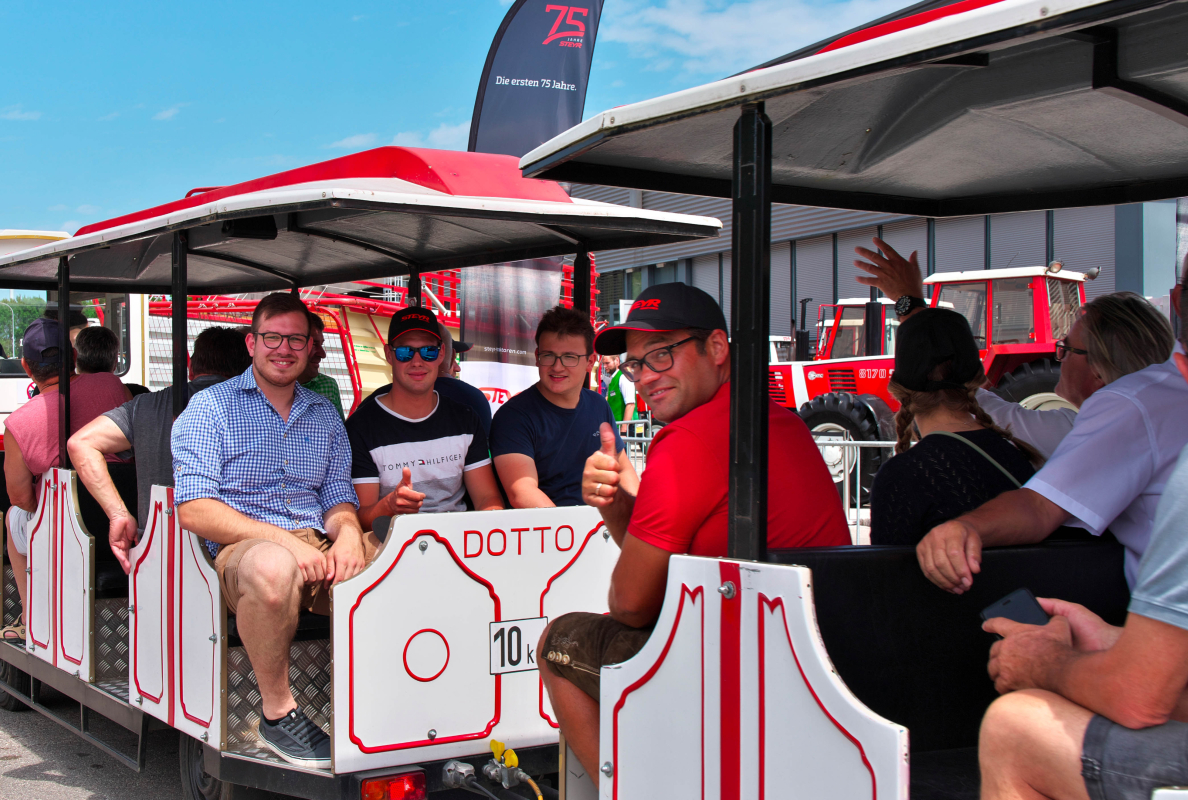 STEYR Open Days Visitors on Factory Tour in small trains