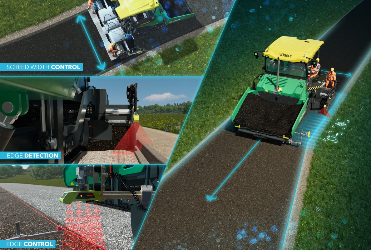 In the Smart Automation area, Vögele will be showcasing the AutoTrac automatic steering and width control system, which also includes the new edge follower Edge Detection. 