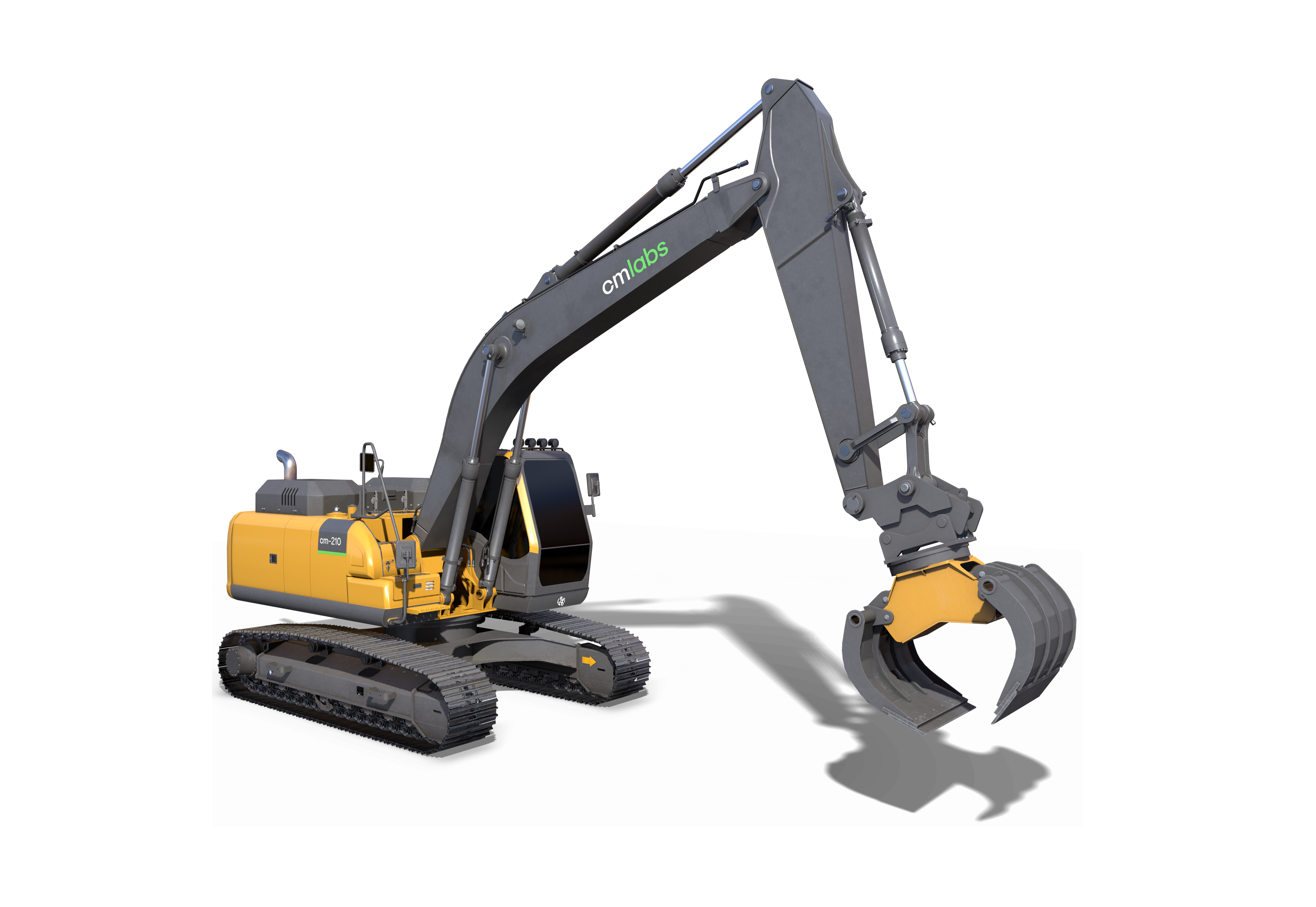 Excavator with Quick Coupler and Grapple