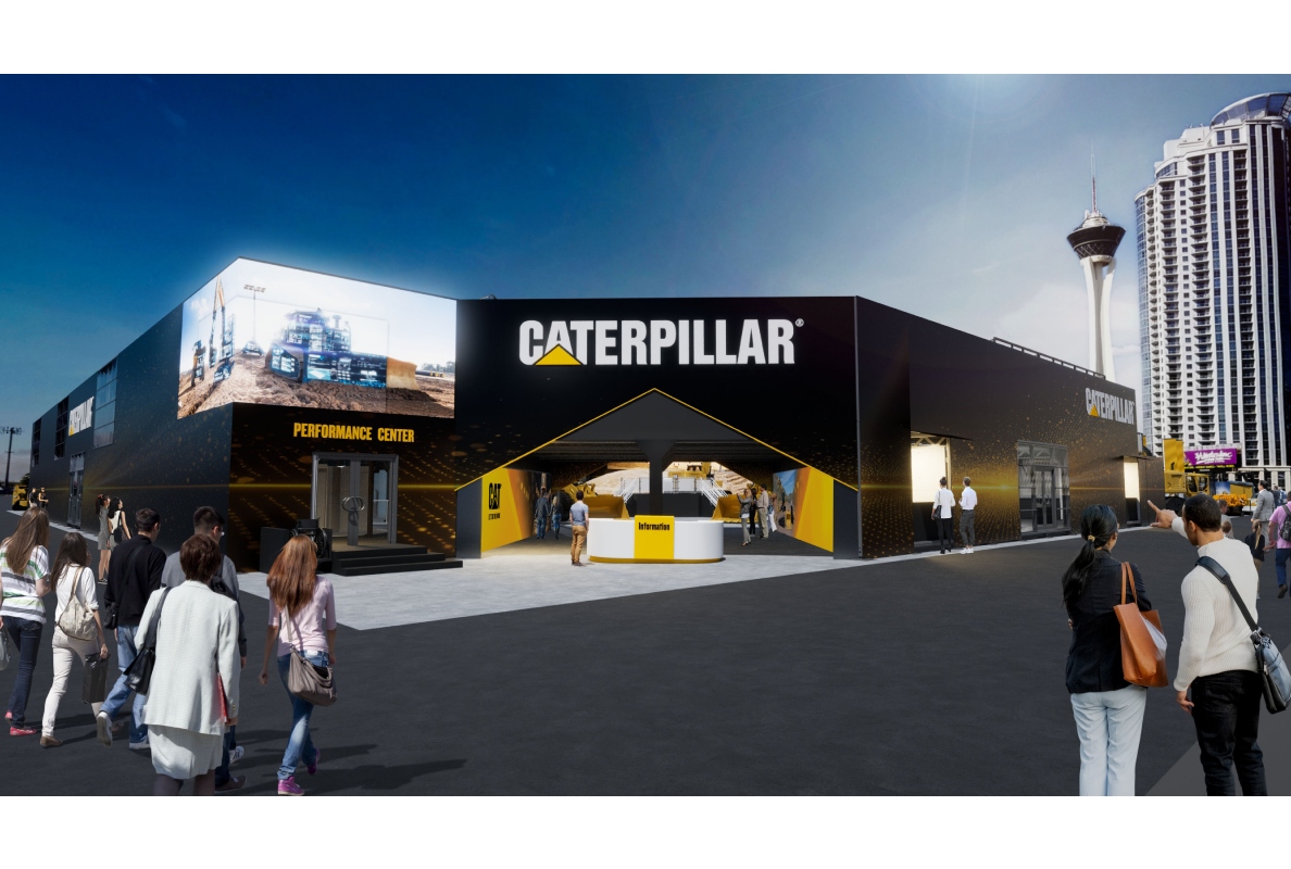 Rendering of entrance to Caterpillar´s 2026 CONEXPO-CON/AGG exhibit, Operator Stadium.