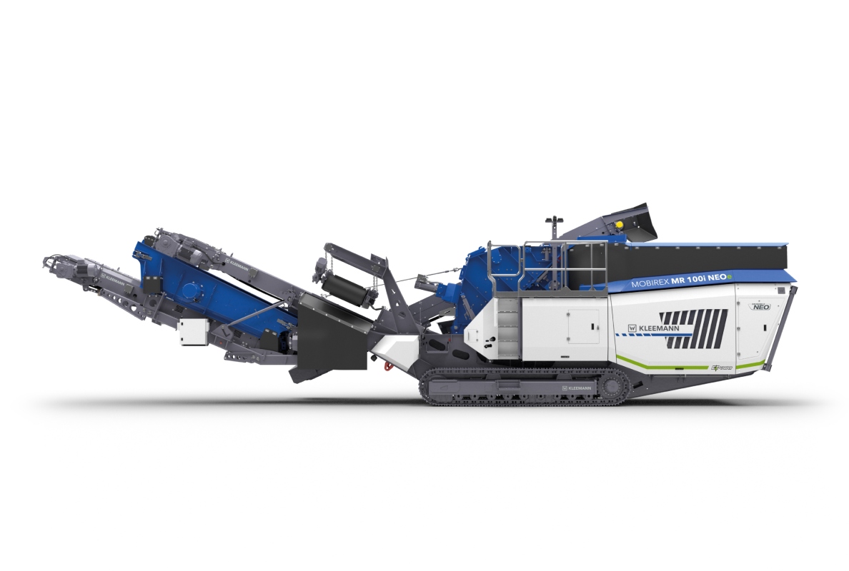 The Kleemann MOBIREX MR 100 NEOe with drive concept E-DRIVE can be operated all-electrically on site, free of CO2 emissions.