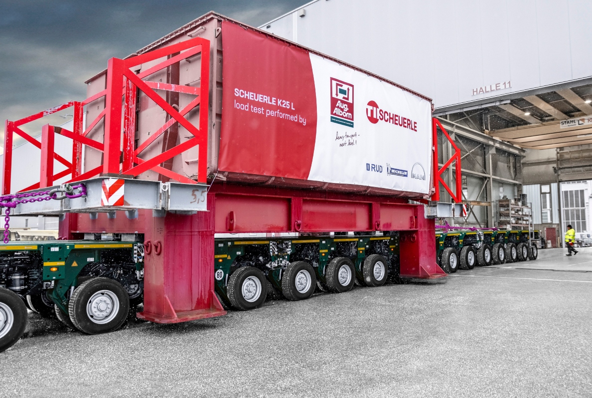 Extreme load, maximum stability – The SCHEUERLE K25 axle lines demonstrate their performance in a demanding 450-tonne ballast test.