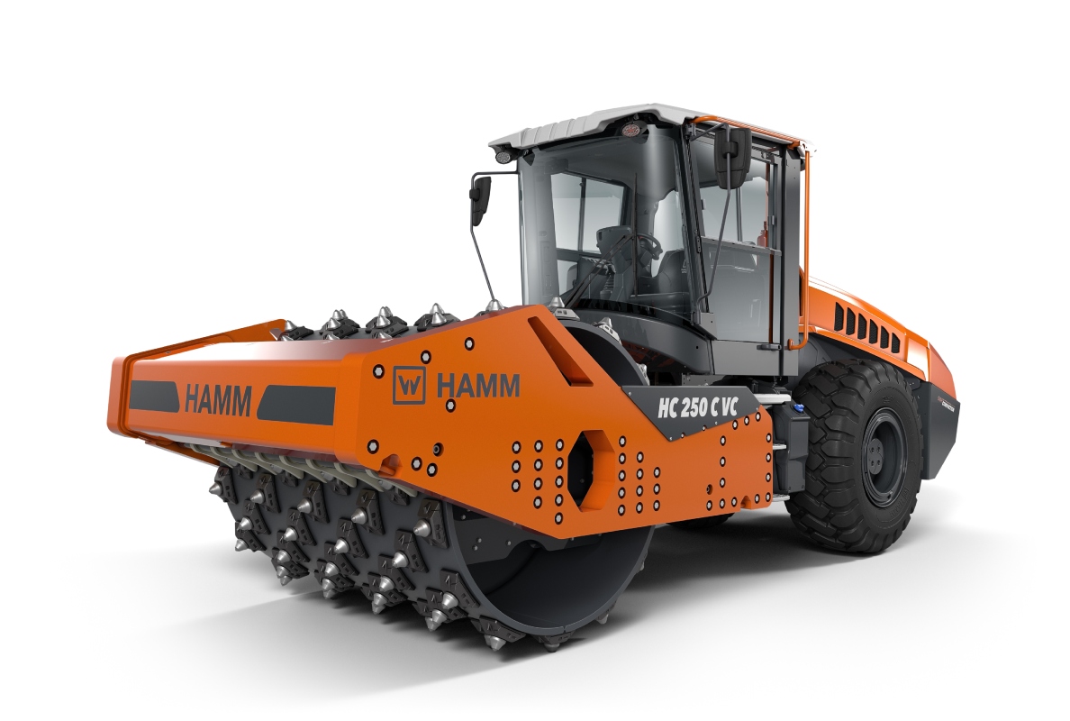 New compactor with VC crusher drum (vibration crusher): For crushing and compacting stone, Hamm presents the HC 250 C VC model, suitable for Tier 3 markets.