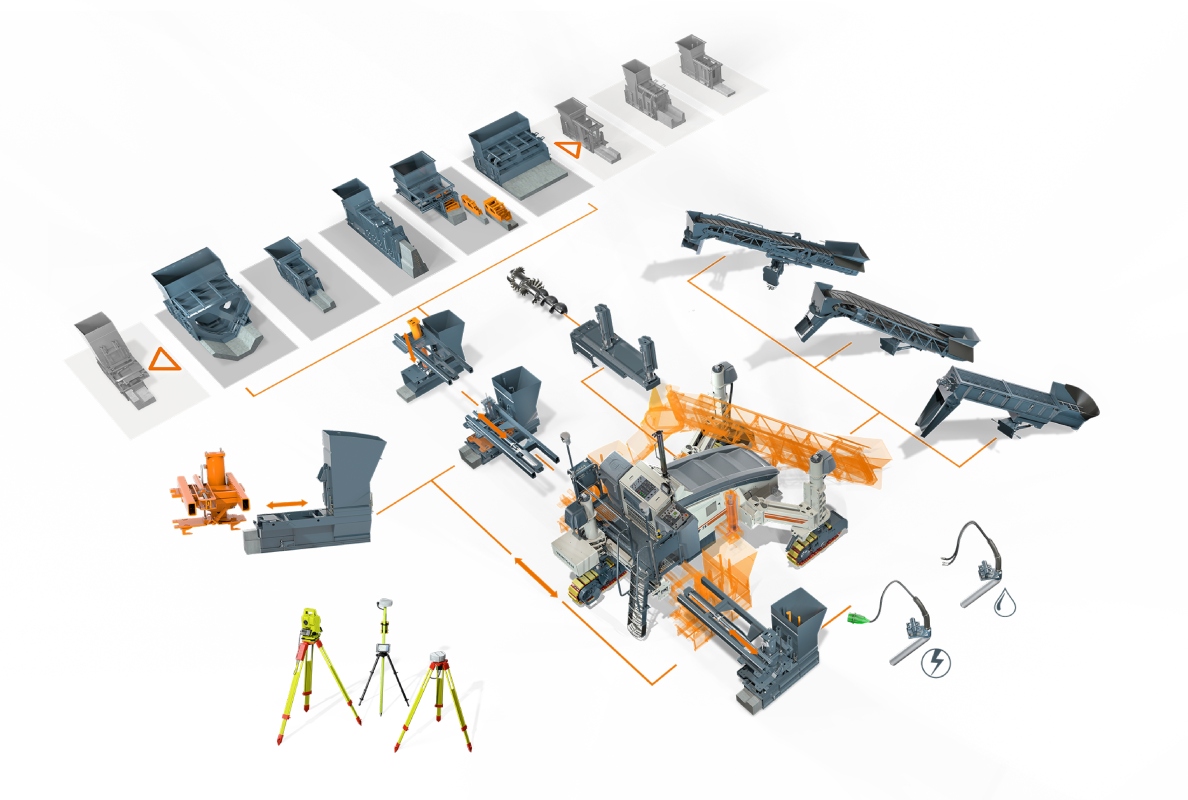 The modular concept of the Wirtgen offset slipform pavers enables the production of a wide range of monolithic concrete profiles.