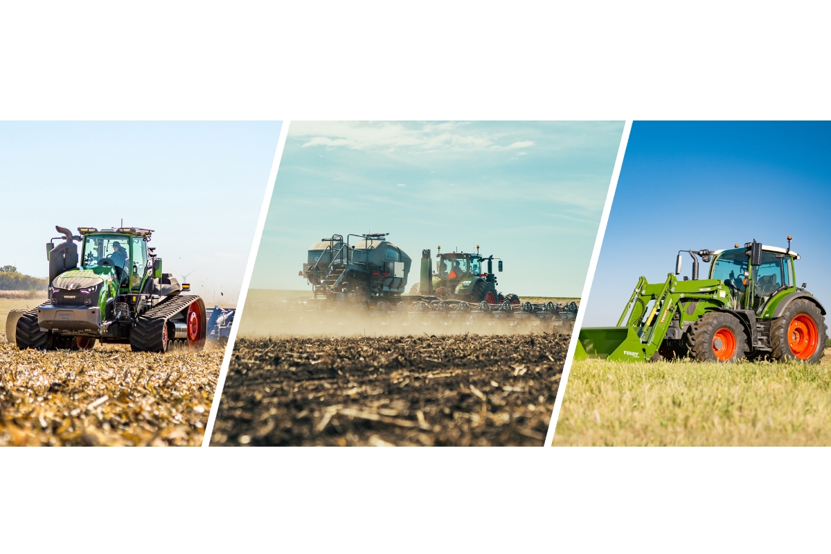 Fendt's exhibit at the 2026 Farm Progress Show showcased the global launches of (from left to right) the 1100 Vario MT Gen 2 Track Tractor and Momentum 80-Foot Planter, along with the North American debut of the 300 Vario Gen5 tractor.