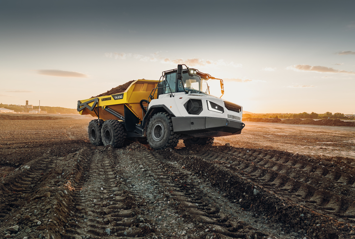 The articulated dump truck TA 230 Litronic from Liebherr celebrates its début at Bauma 2022: This is the first international trade fair appearance of the machine.