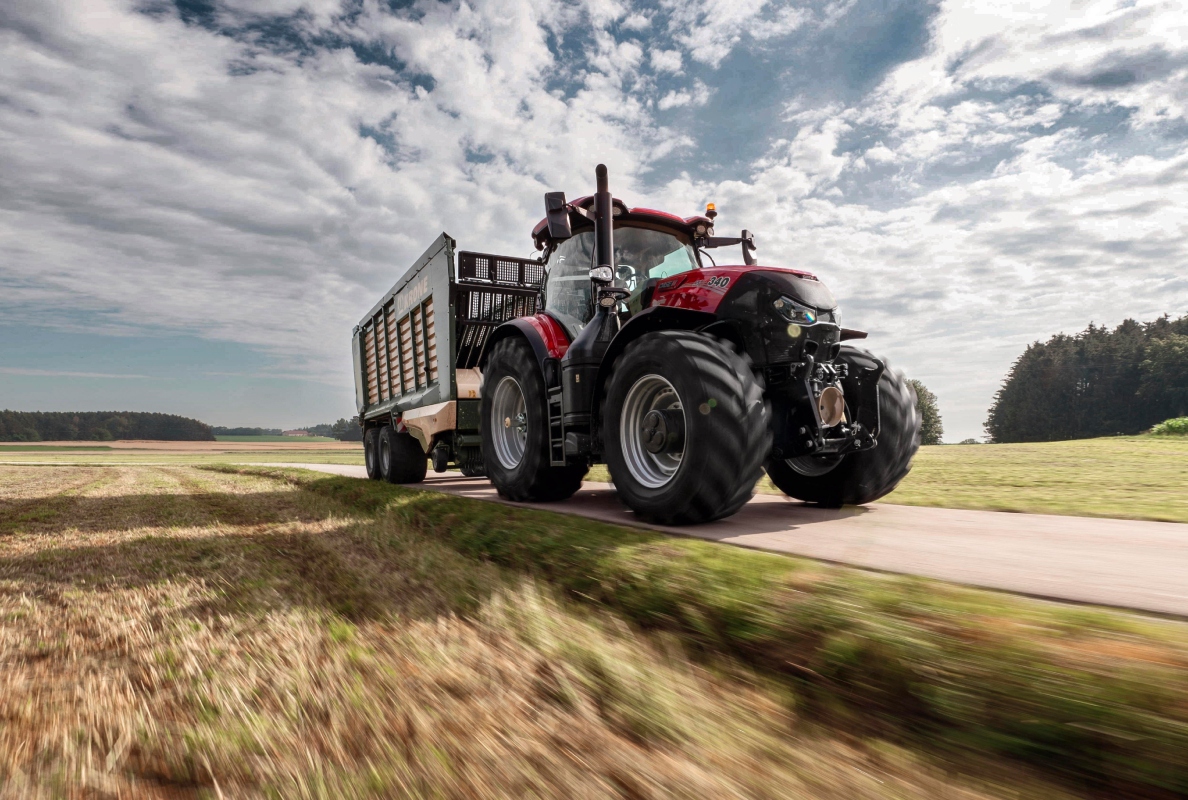 Case IH Optum 340 CVXDrive on the  street