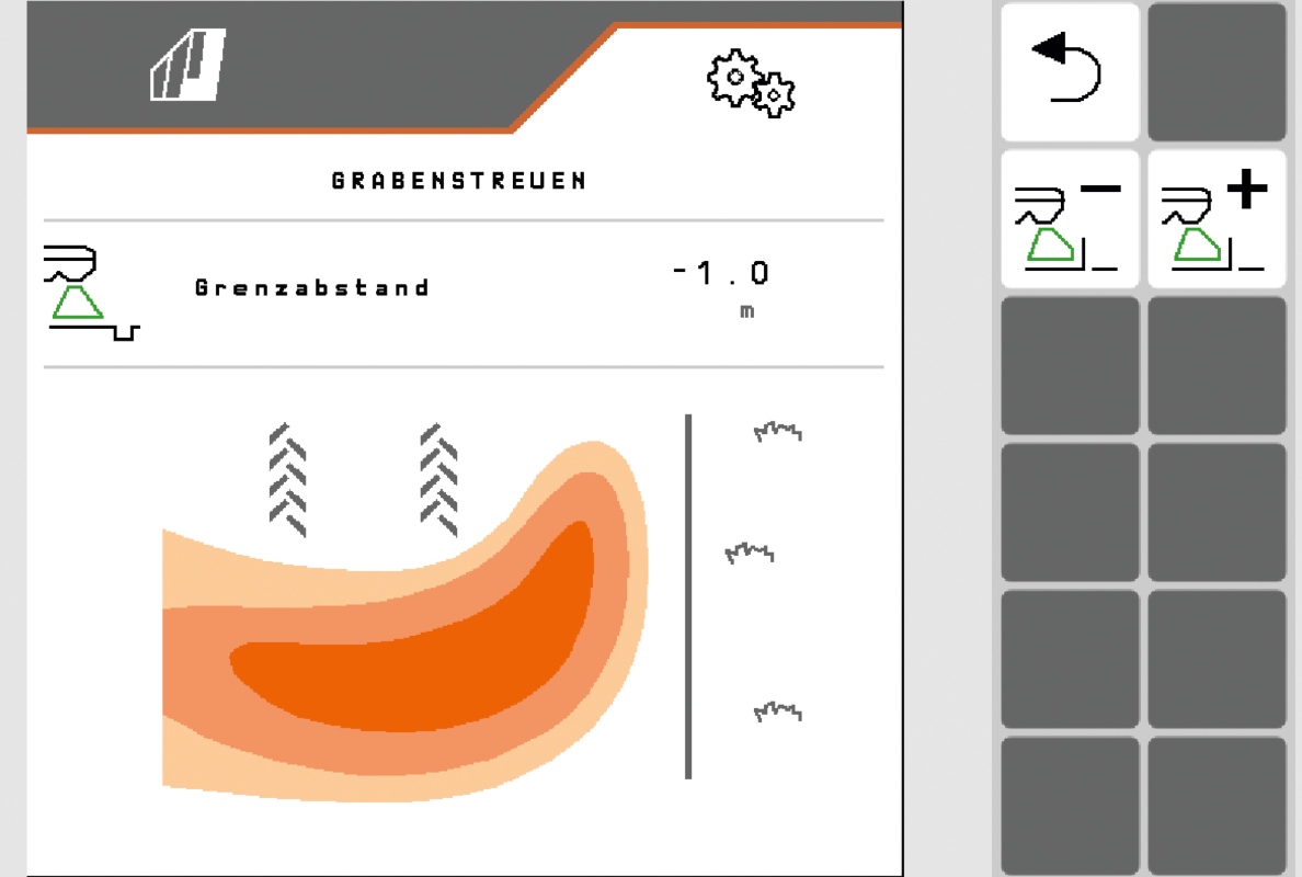 Intuitive and variable adjustment when border spreading. Simply enter the desired result and drive off.