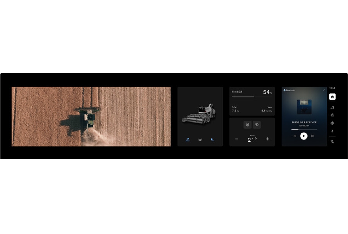 Part of Volvo Penta Co-Pilot can include an infotainment cluster solution that offers a surround view via a camera solution and a home screen displaying widgets for lights control, climate control, productivity information (KPI), and entertainment.