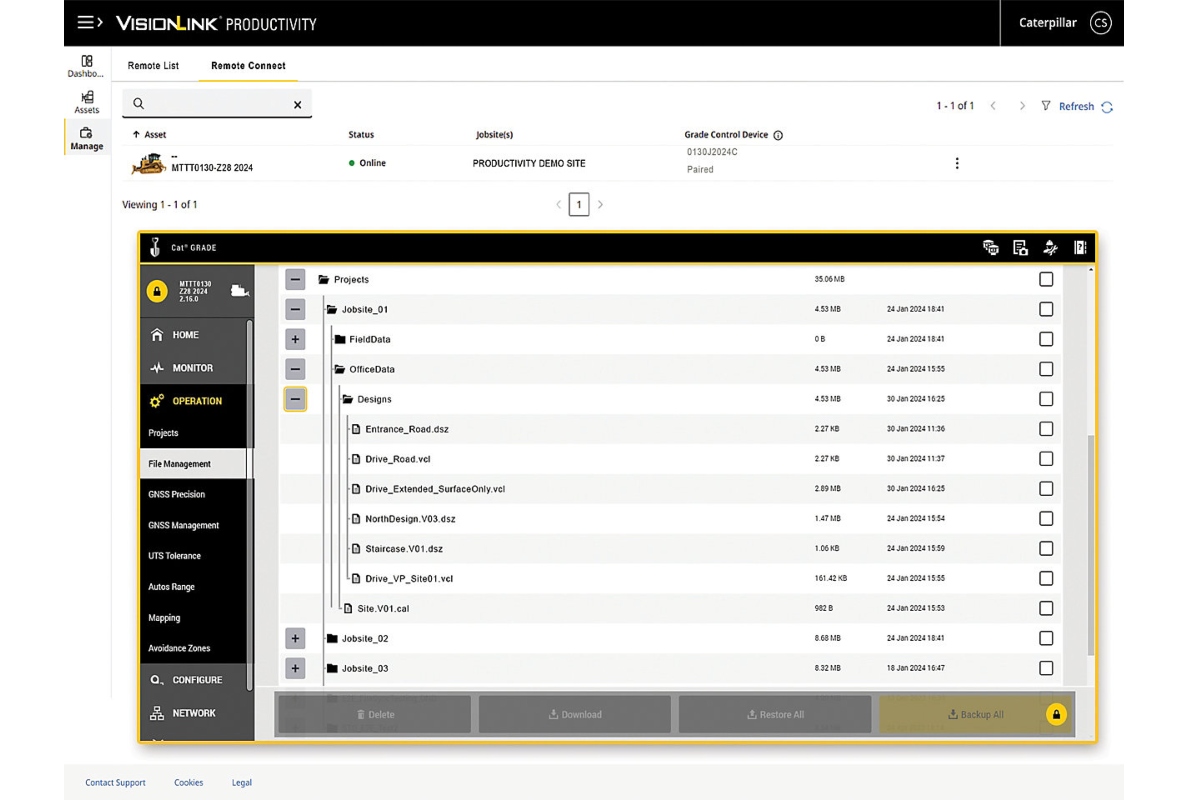 VisionLink® Productivity Cat Grade & Compact Dashboard.