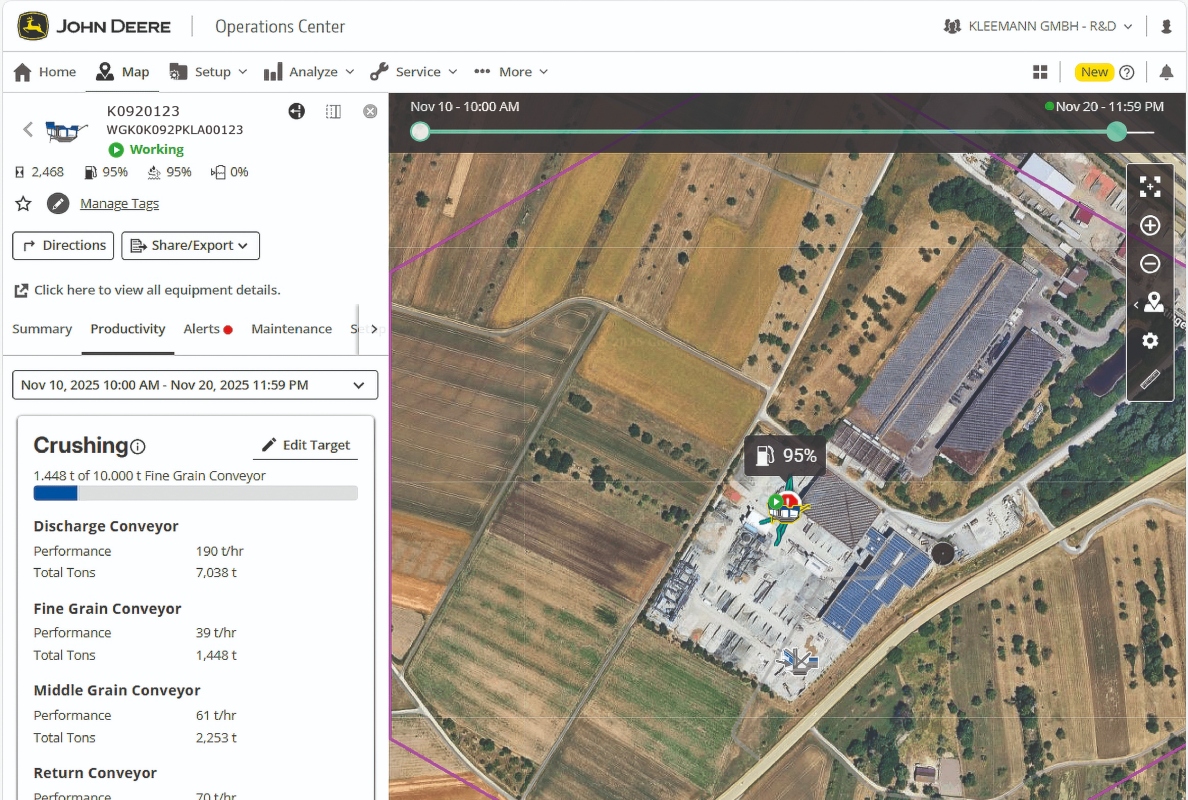 Ideal overview of the performance data of the various belt scales and progress on the project site thanks to WPT Crushing. 