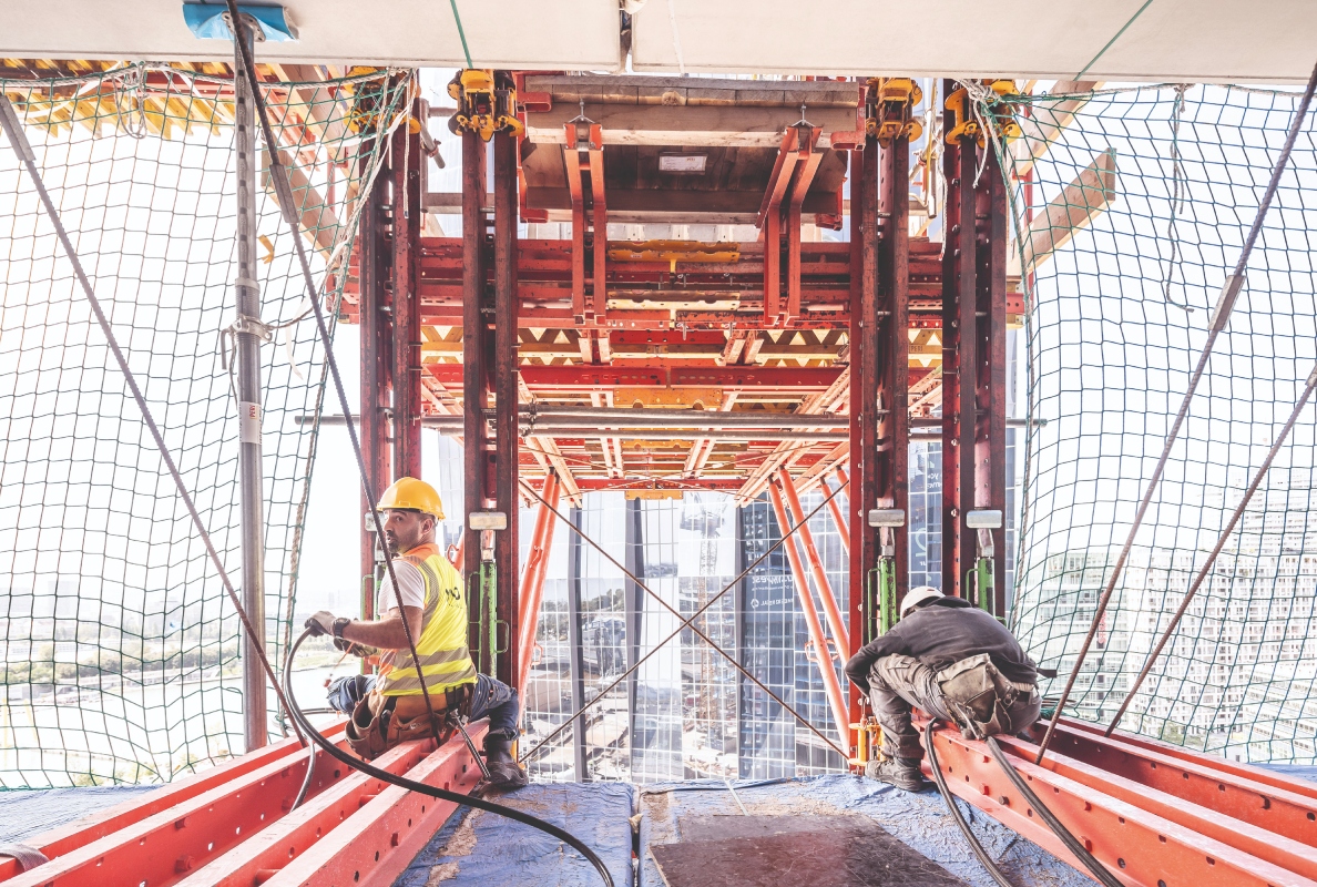 During the construction of the